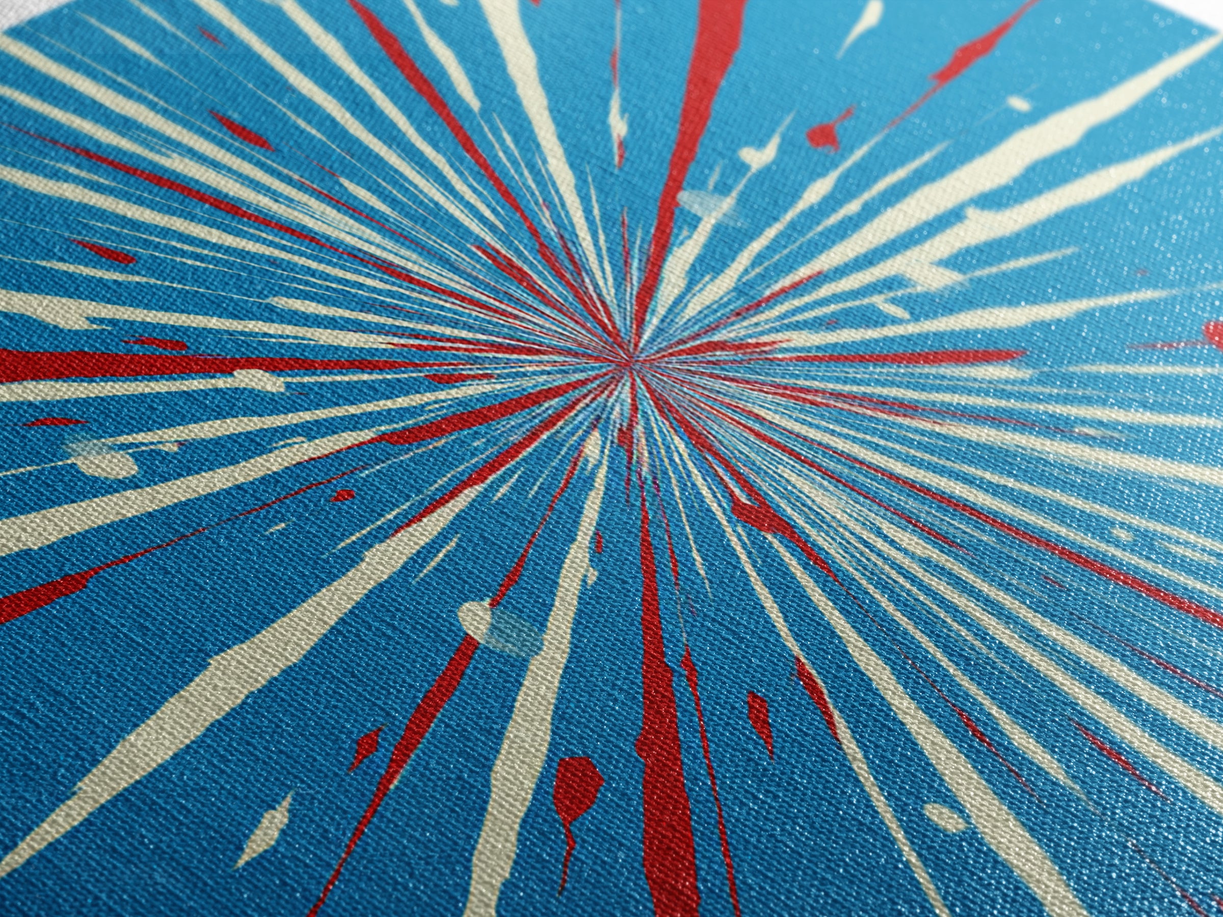 Blue Red Speed Burst Wall Art, Retro Sci Fi Star Lines, Modern Abstract Art Print, Bold Graphic Poster, Game Room Decor Gift