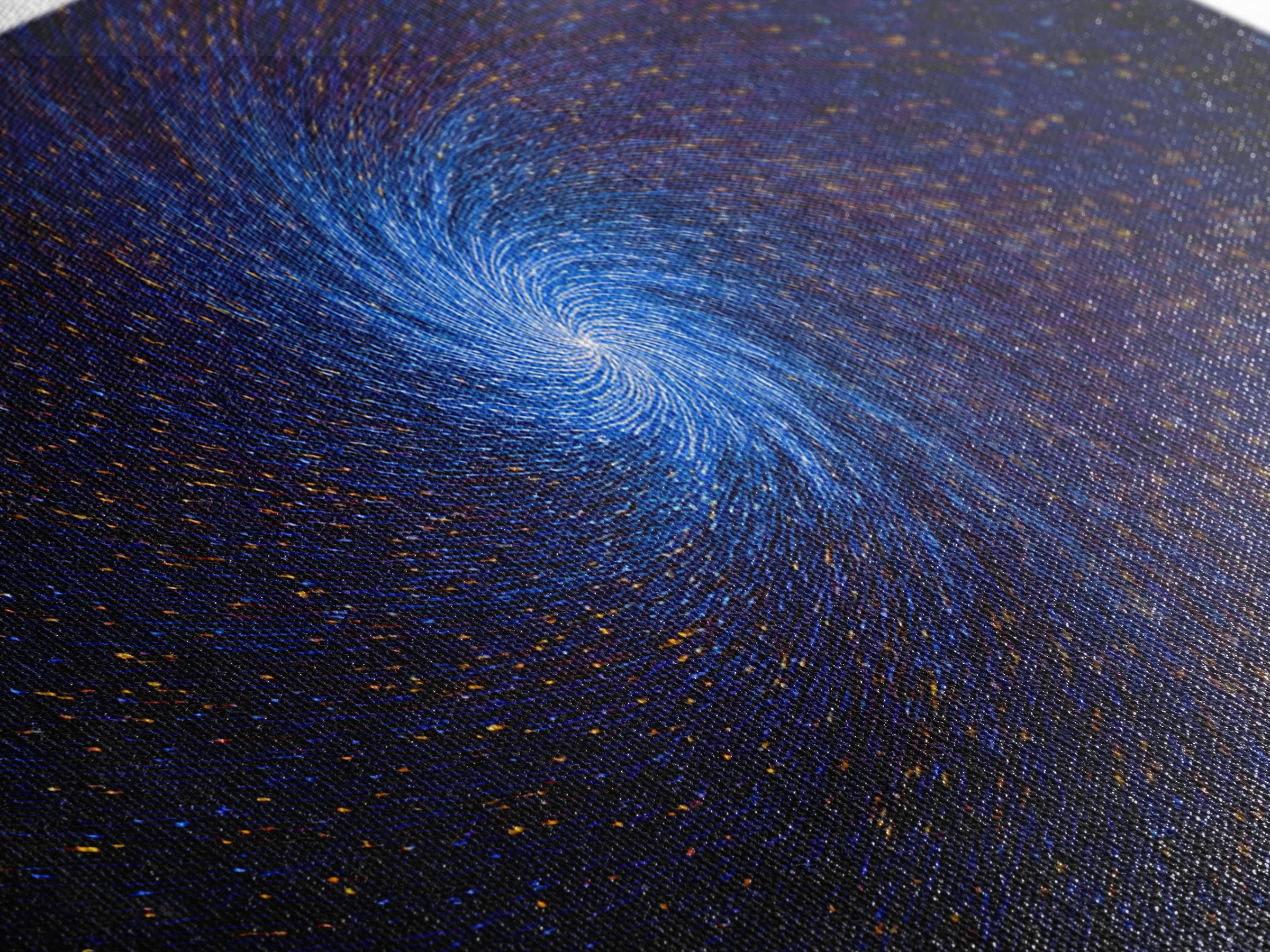 Blue Spiral Vortex Wall Art, Particle Galaxy Abstract, Modern Art Print, Cosmic Space Poster, Large Sci Fi Home Office Decor