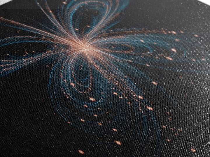 Orbital Butterfly Starfield Framed Canvas Print, Cosmic Particle Wall Art, Modern Abstract Art, Elegant Sci Fi Bedroom Decor
