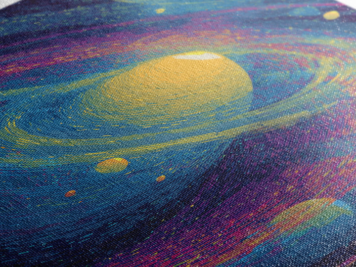 Vibrant Saturn Galaxy With Colorful Swirls Canvas Print, Cosmic Retro Wall Decor, Modern Abstract Art, Space Poster Gift