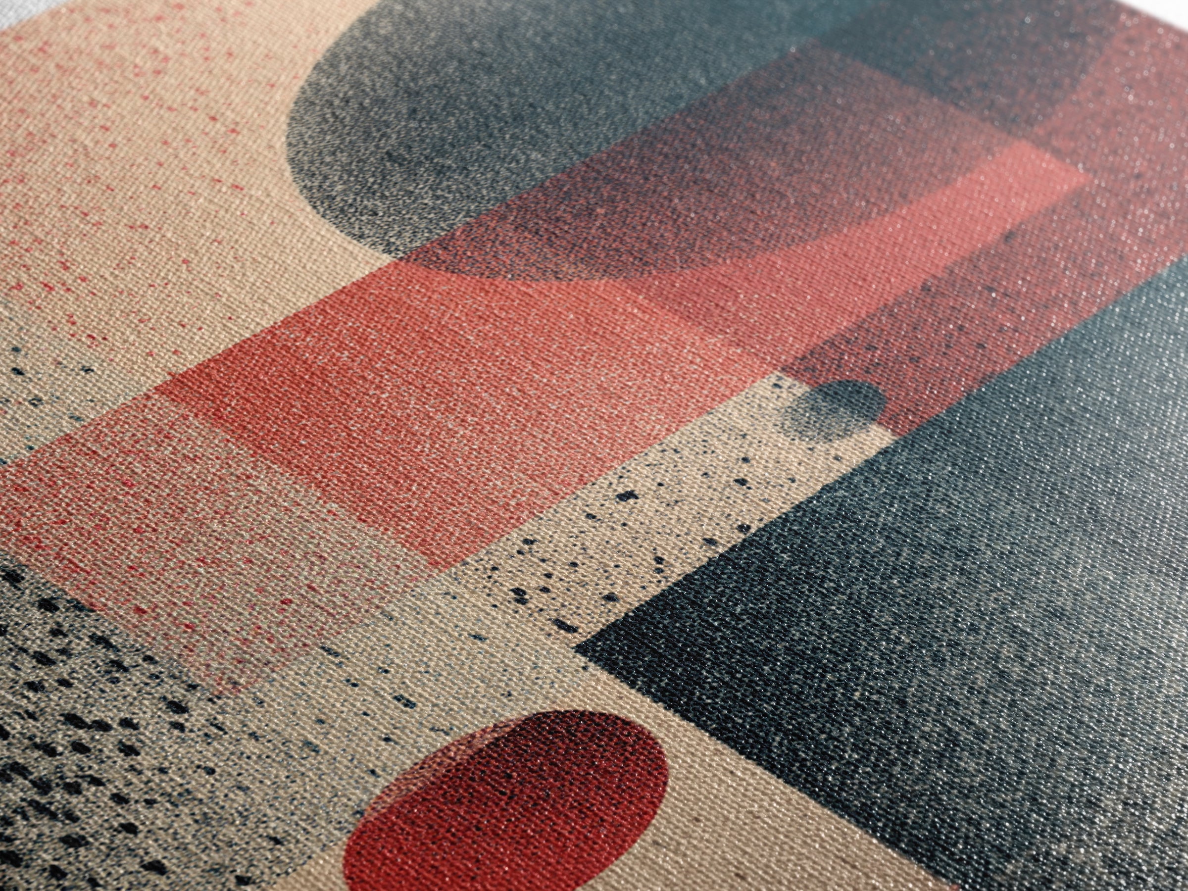 Textured Geometric Circles And Squares Canvas Print, Midcentury Modern Wall Art, Retro Abstract Poster, Bauhaus Home Decor