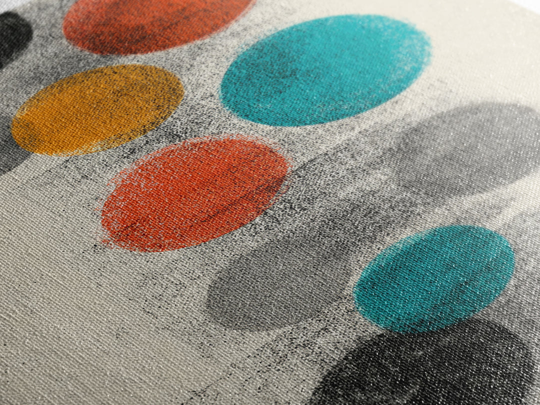 Retro Floating Circles Abstract Wall Art, Mid Century Modern Art Print, Atomic Geometric Decor, Colorful MCM Living Room