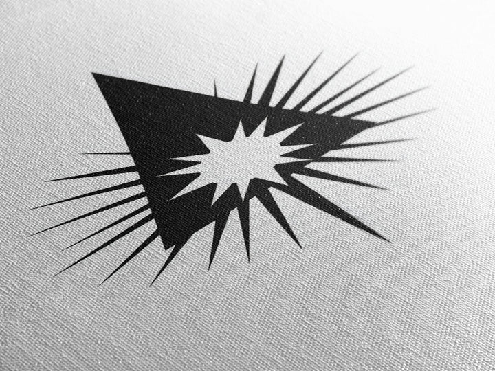 Black Triangle Starburst Wall Art, Minimal Atomic Geometry, Mid Century Modern Decor, Bold Geometric Poster Print, Scandinavian Art