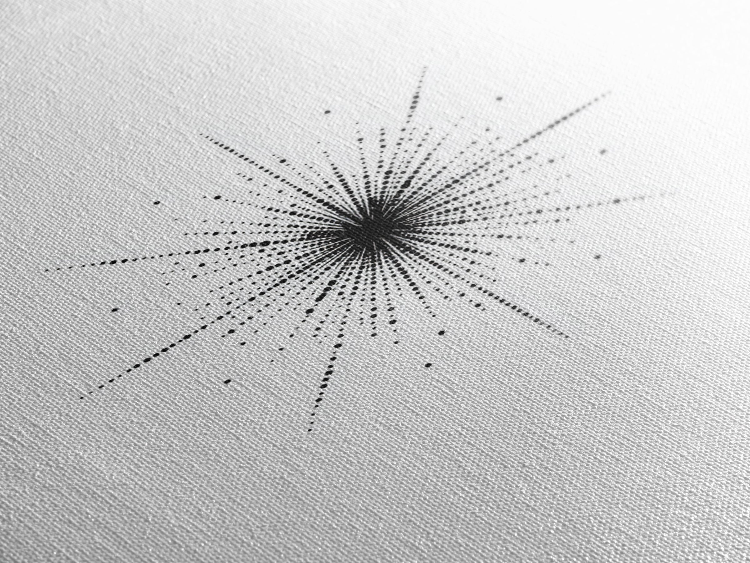 Dotted Cosmic Starburst Wall Art, Black And White Minimal Abstract, Modern Geometric Poster, Mid Century Office Decor Print