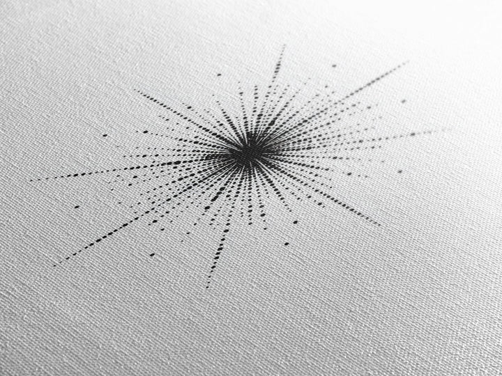 Dotted Cosmic Starburst Wall Art, Black And White Minimal Abstract, Modern Geometric Poster, Mid Century Office Decor Print