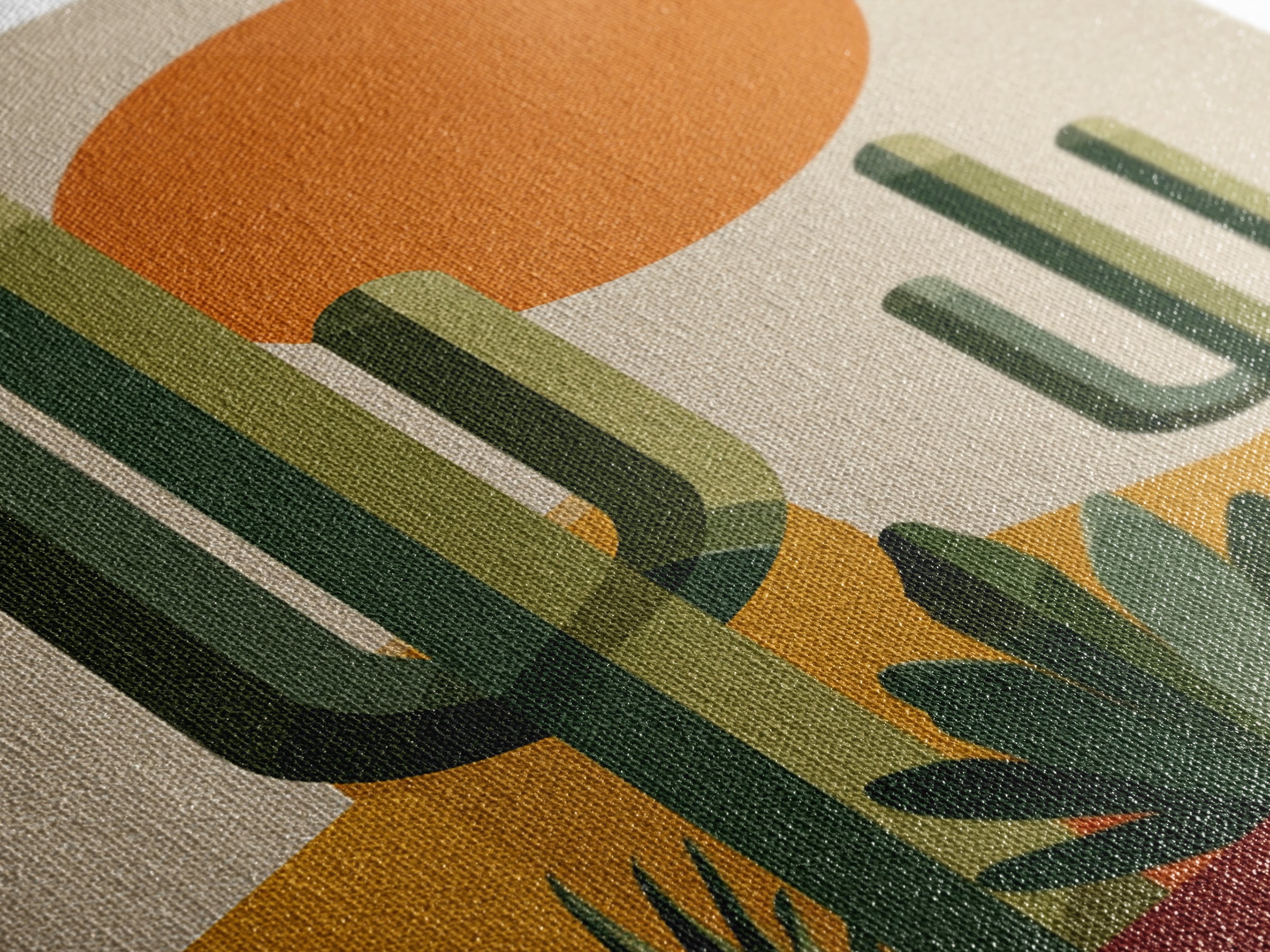 Tall Saguaro Cactus Orange Sun Wall Art, Mid Century Modern Desert Print, Southwestern Decor, Retro Botanical Poster For Home