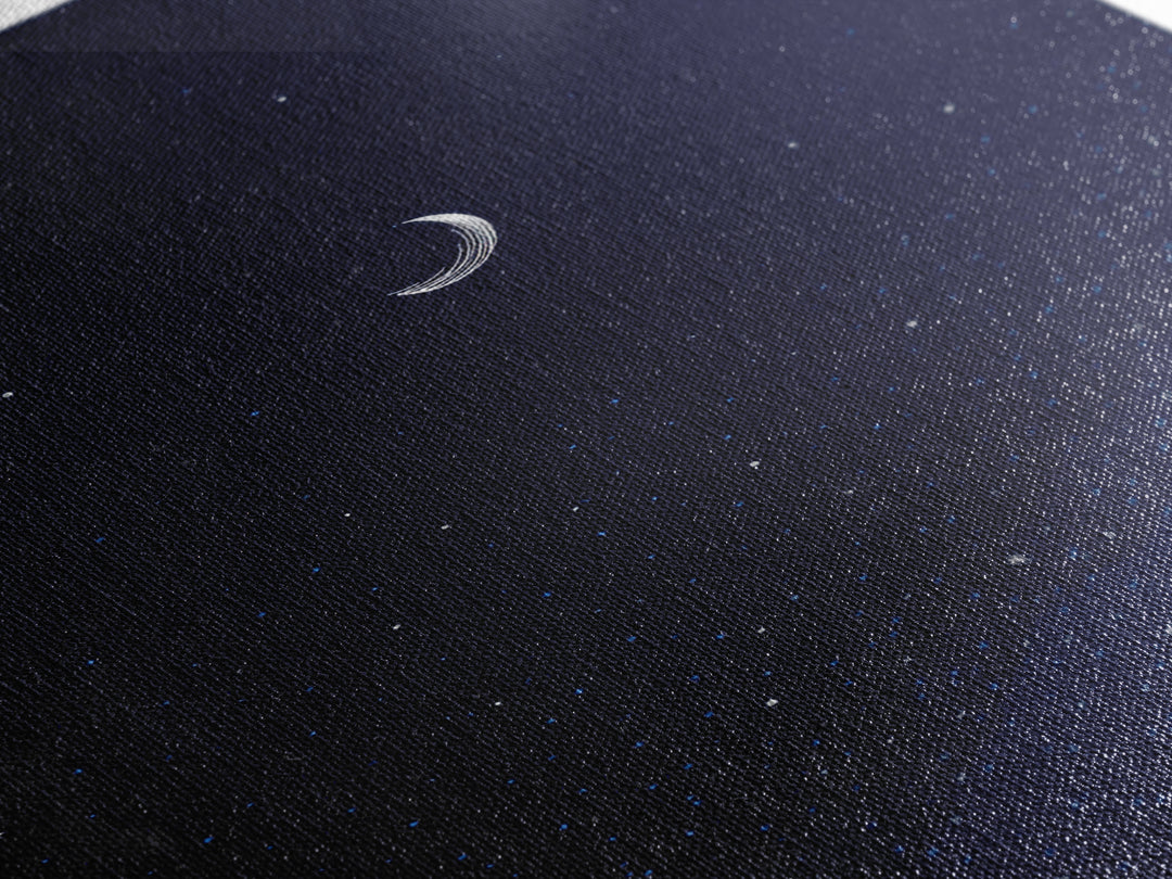 Dark Navy Crescent Moon Wall Art, Starry Sky Minimalist Print, Blue Celestial Decor, Modern Bedroom Poster, Spiritual Gift