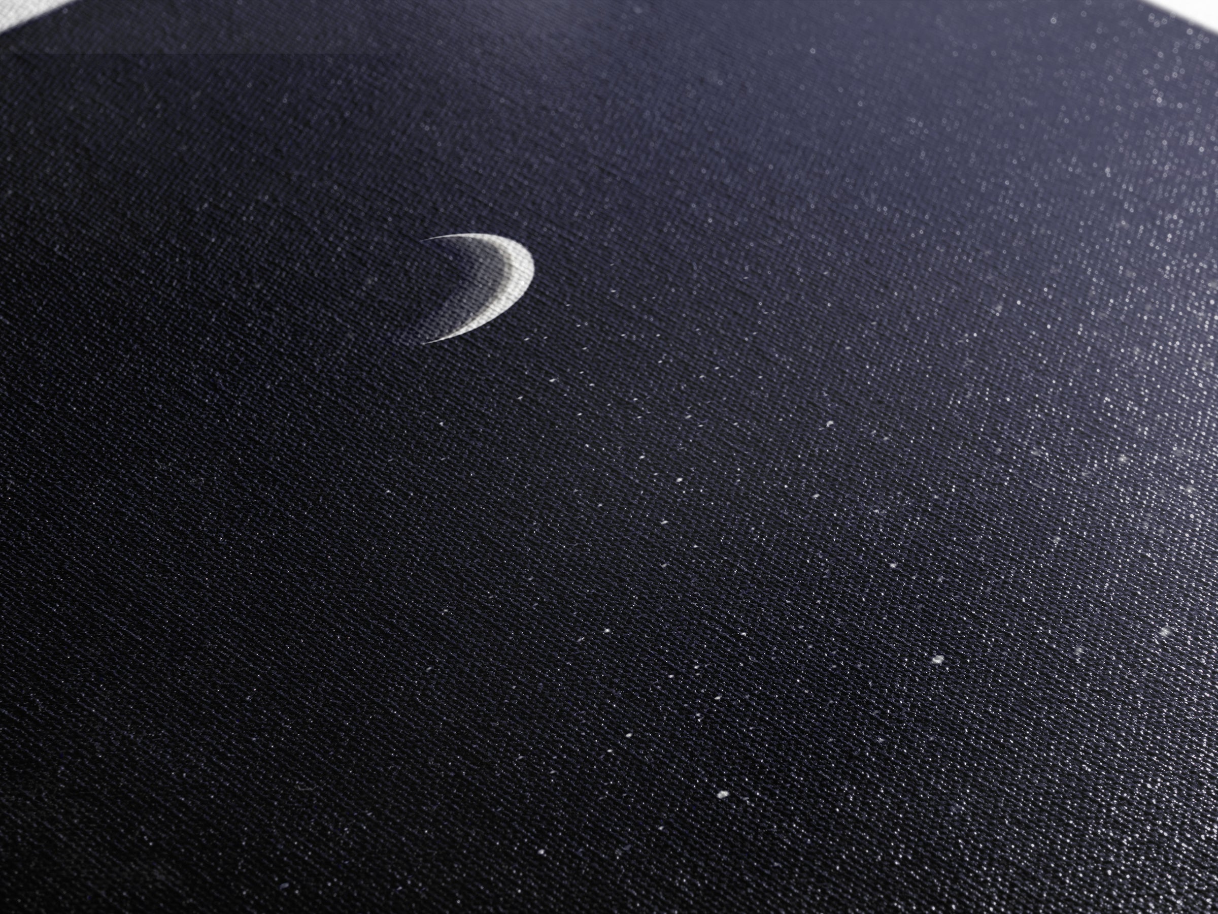 Silver Crescent Moon With Falling Stars Framed Canvas Print, Minimal Celestial Wall Decor, Navy Bedroom Art, Mystical Poster