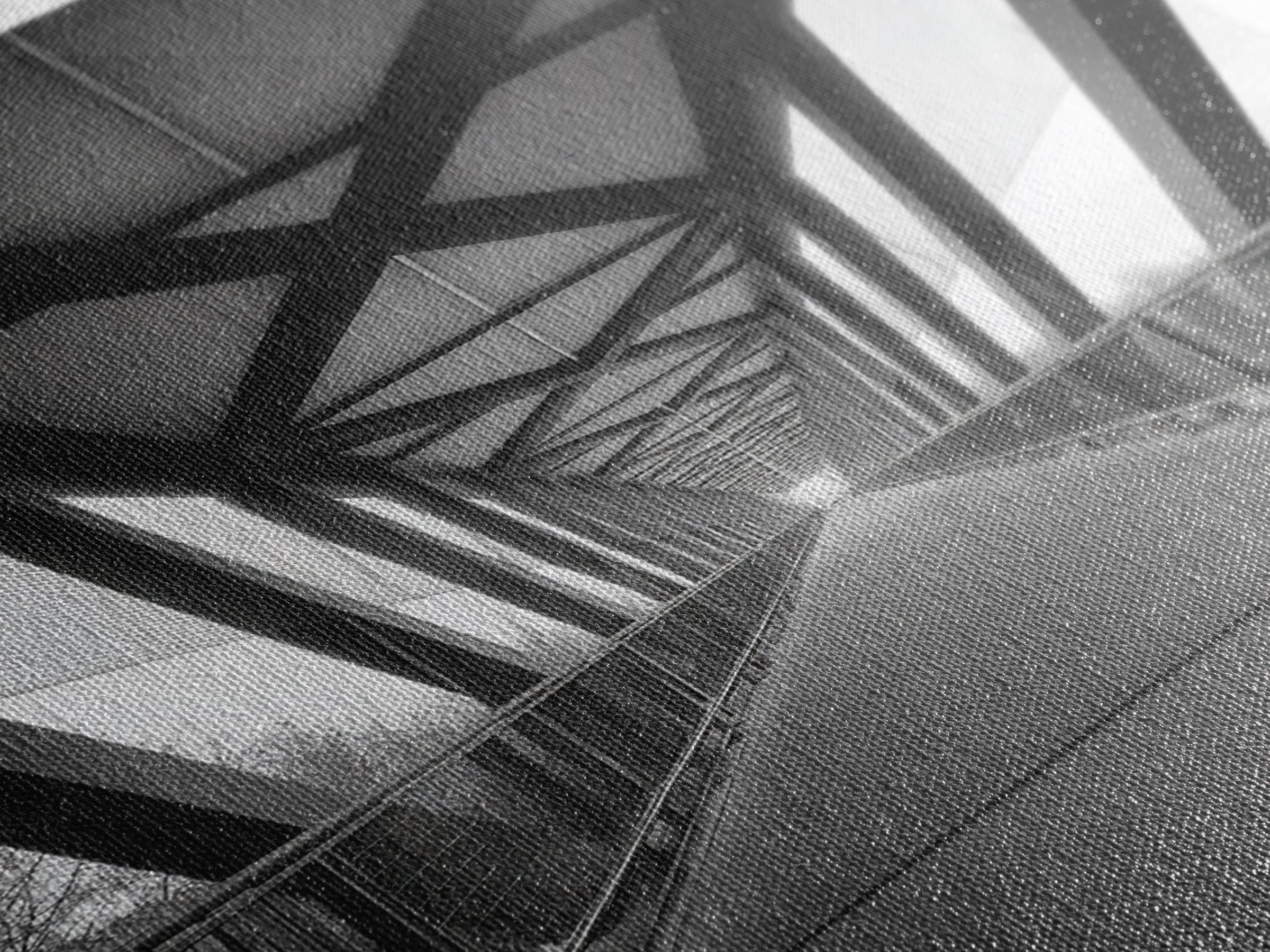 Black And White Pedestrian Bridge Wall Art, Architectural Perspective Print, Modern Office Decor, Minimalist Framed Canvas Print