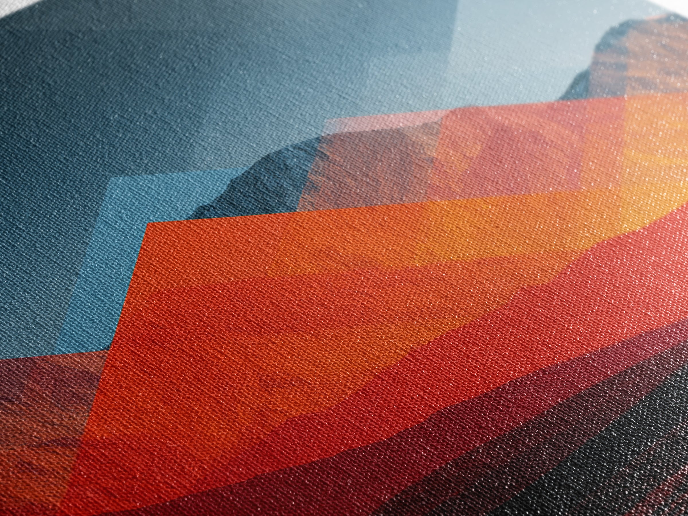 Fiery Red Orange Desert Mountain Range Canvas Print, Mid Century Modern Wall Art, Abstract Geometric Southwest Decor Gift