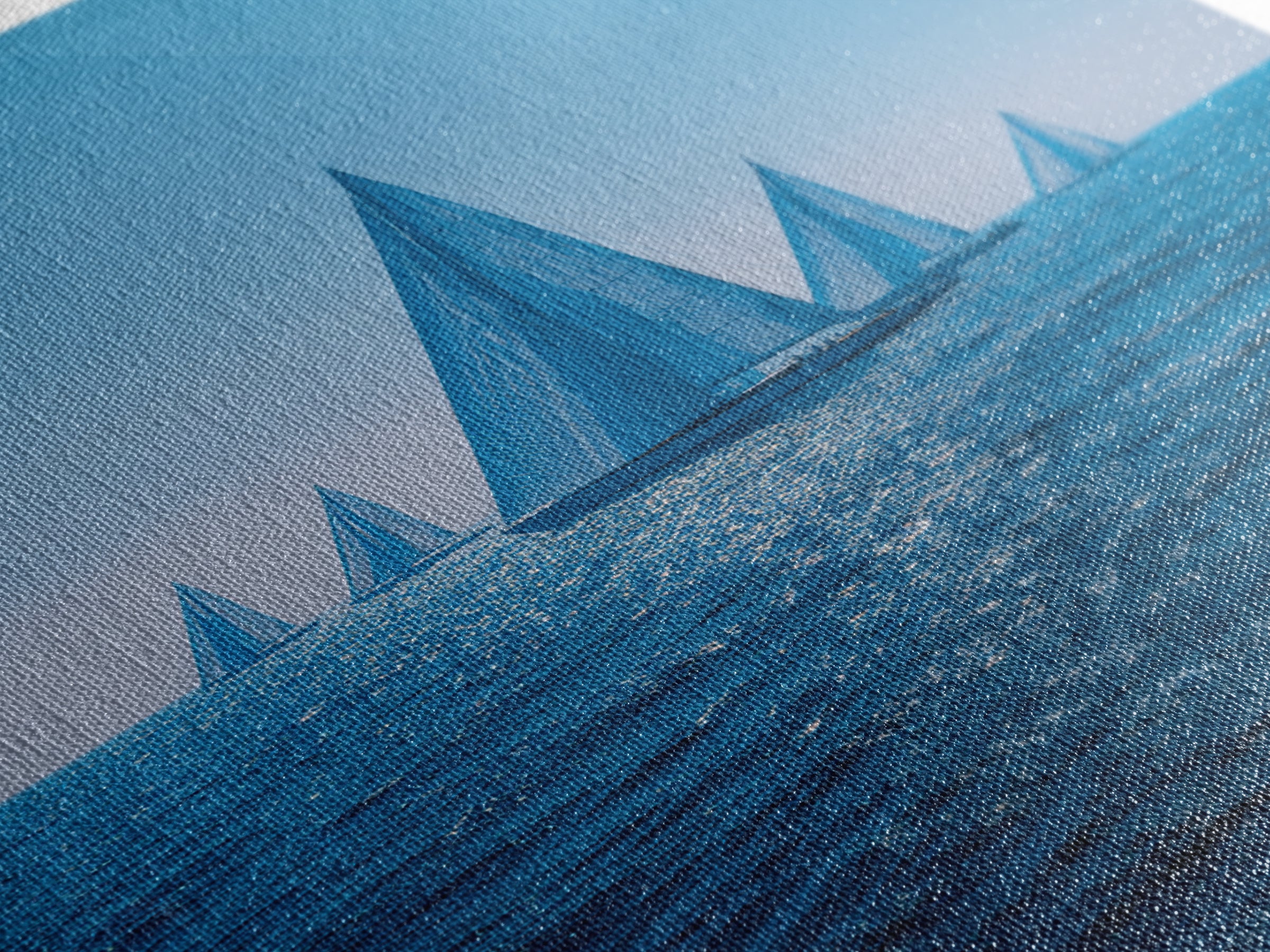 Blue Sailboats On Sparkling Ocean Wall Art, Mid Century Modern Canvas Print, Nautical Coastal Decor, Beach House Poster Gift