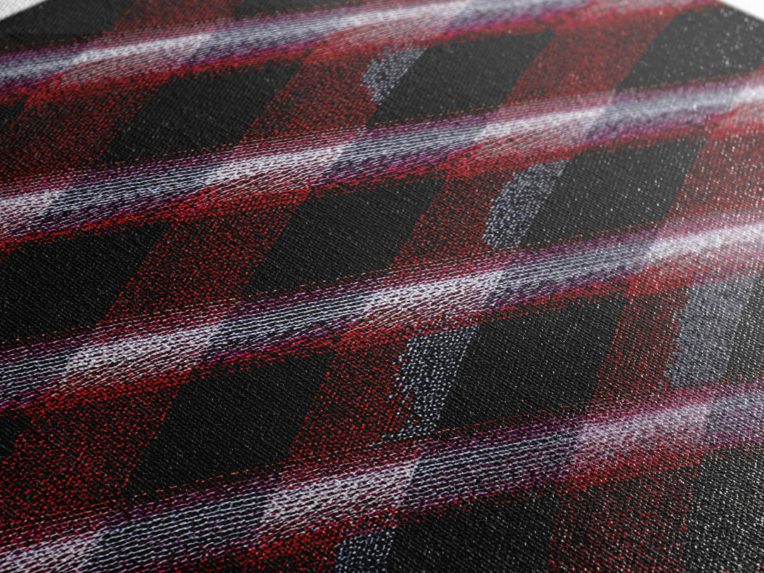 Red Black Plaid Lattice Abstract Wall Art, Geometric Pattern Print, Modern Home Decor, Bold Retro Office Decor Canvas Print