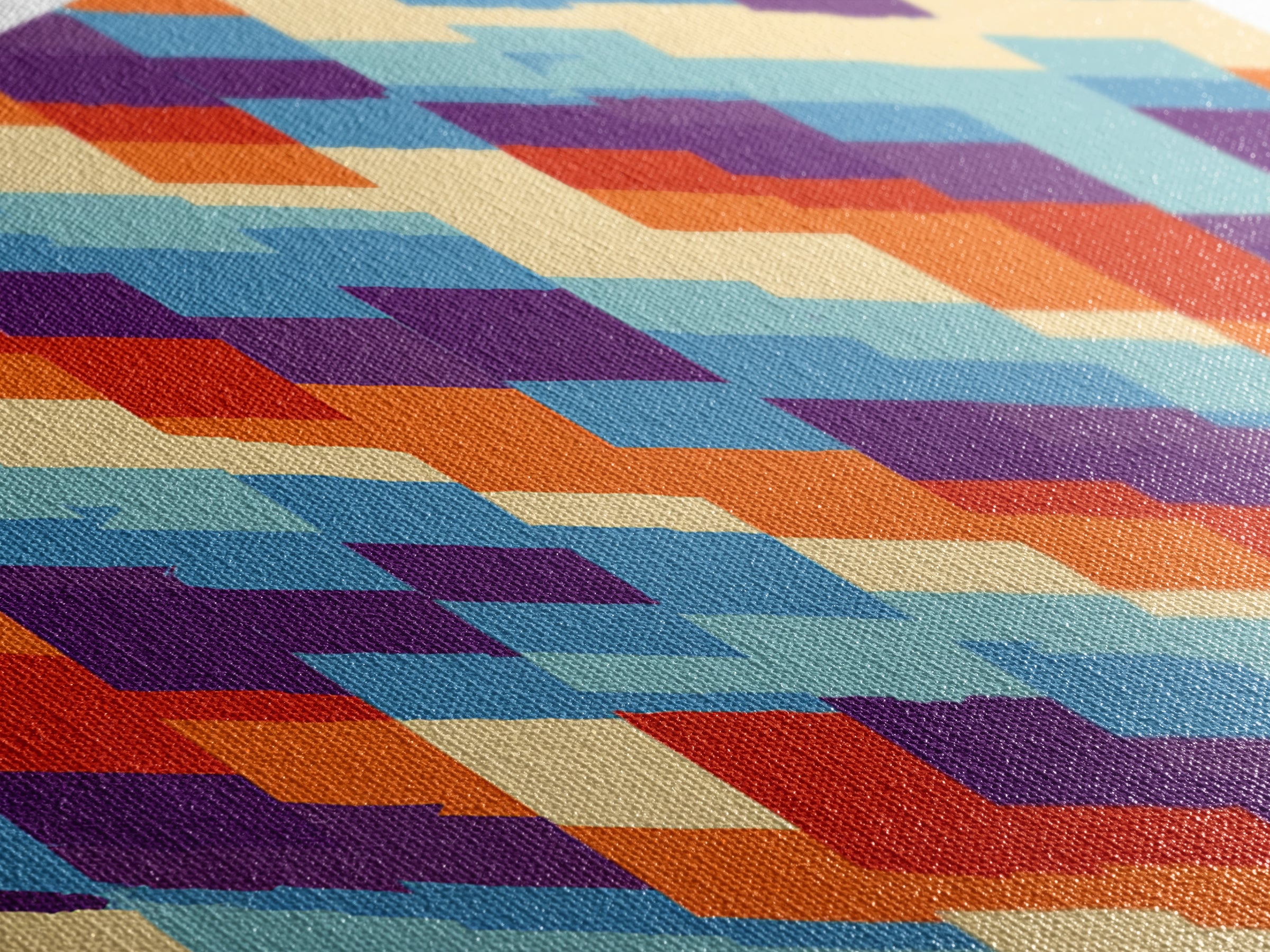 Colorful Diagonal Stripe Abstract Canvas Print, Retro Modern Wall Art, Bright Geometric Decor, 70s MCM Living Room Print