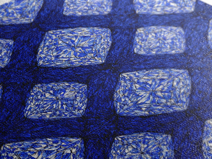 Blue Crystal Diamond Pattern Canvas Print, Geometric Wall Art, Modern Abstract Decor, Bold Blue Office And Bedroom Art Print