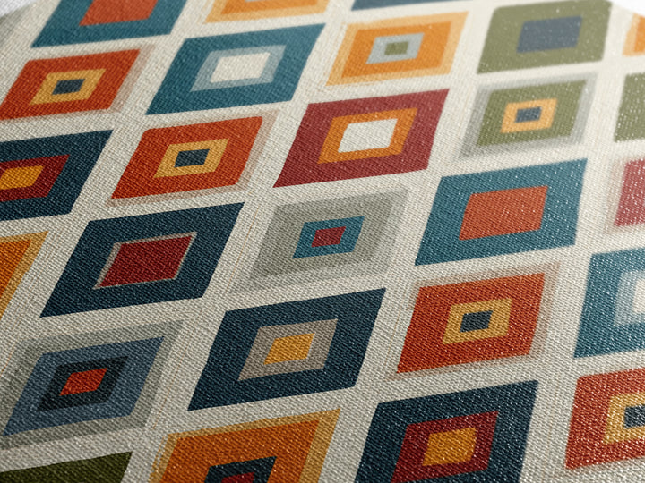Retro Diamond Tile Pattern Wall Art, Midcentury Modern Decor, Geometric Canvas Print, Earth Tone MCM Gallery Wall Decor Print