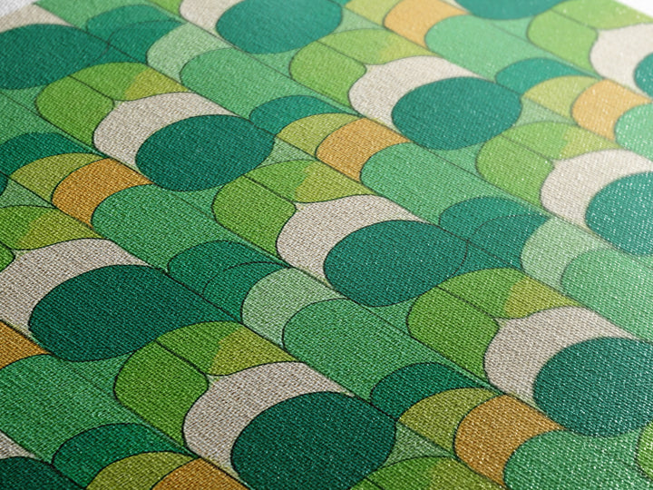 Green Botanical Oval Leaf Pattern Canvas Print, Mid Century Modern Wall Decor, Retro Nature Art, Textured Sage Teal Yellow