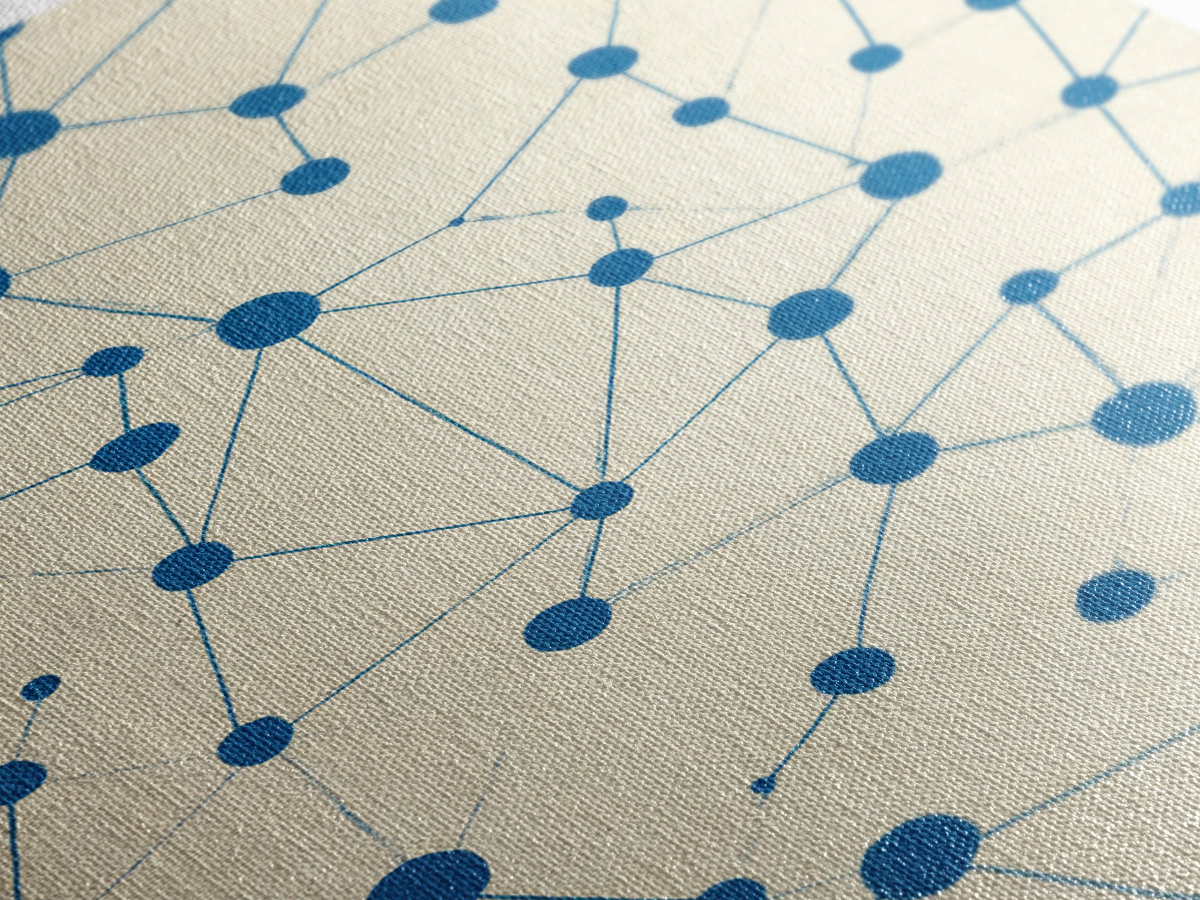 Blue Constellation Dot Pattern Canvas Print, Midcentury Modern Geometric Wall Art, Minimal Abstract Linen Home Office Decor