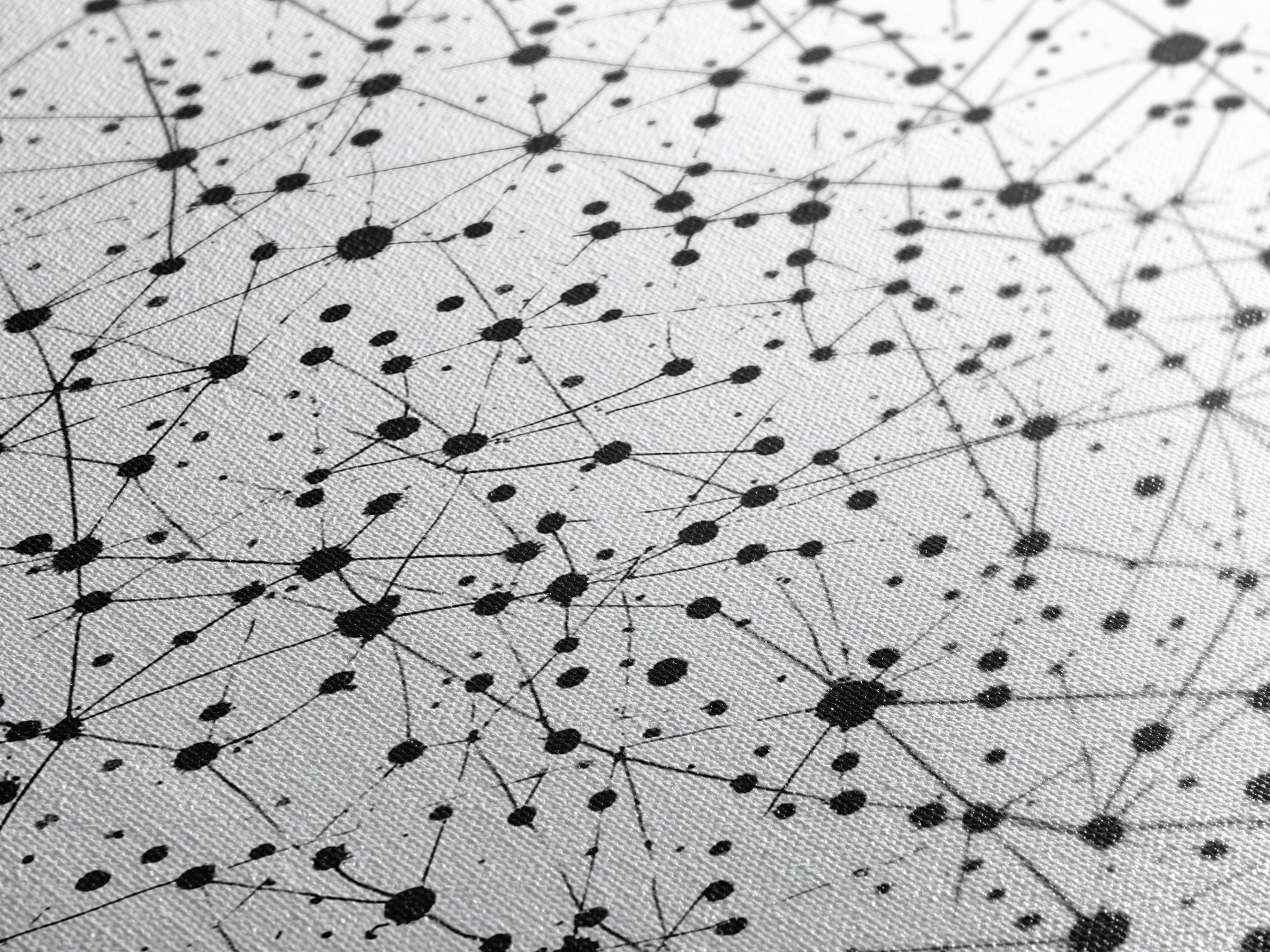 Black Atomic Dot Network Wall Art, Midcentury Modern Geometric Abstract Print, Minimal Black White Monochrome Home Office Decor