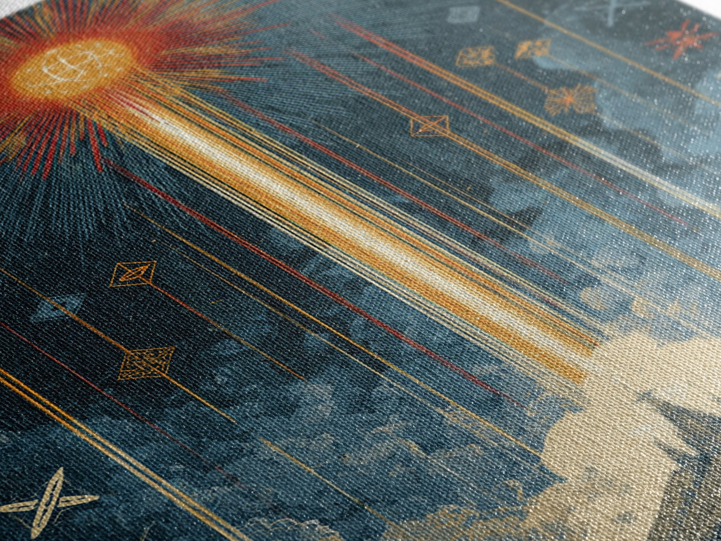 Mystic Rocket Launch Wall Art, Midcentury Modern Space Poster, Celestial Sunburst Landscape, Retro Sci Fi Office Decor Print