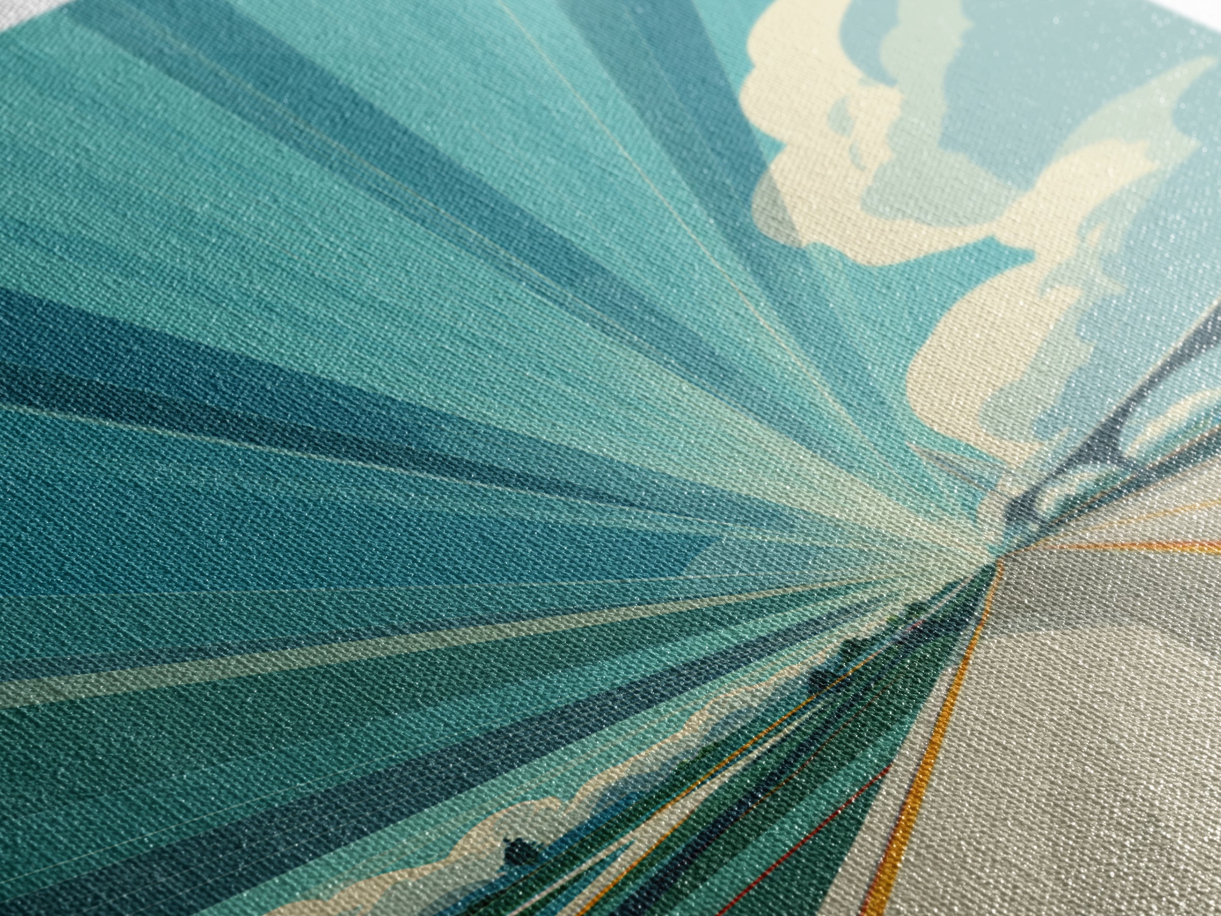 Futuristic Highway Light Rays Wall Art, Retro Modern Poster, Architectural Art, Travel Wall Art, Blue Geometric Office Decor