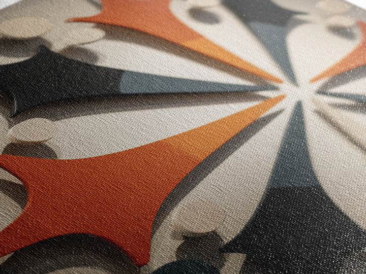 Orange Black Atomic Boomerang Wall Art, Midcentury Modern Decor, Geometric Retro Sculpture Canvas Print, MCM Gallery Poster