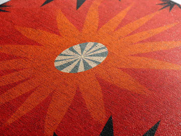 Orange Atomic Sunburst Pattern Wall Art, Midcentury Modern Print, Retro 70s Decor, Geometric Textile Style Bold MCM Poster