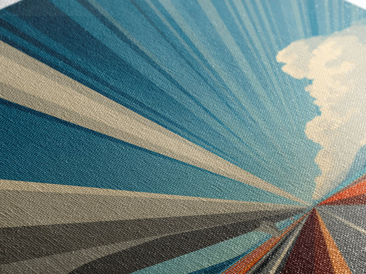Orange Coastal Highway Perspective Canvas Print, Retro Modern Poster, Architectural Art, Blue Wall Art, Travel Office Decor