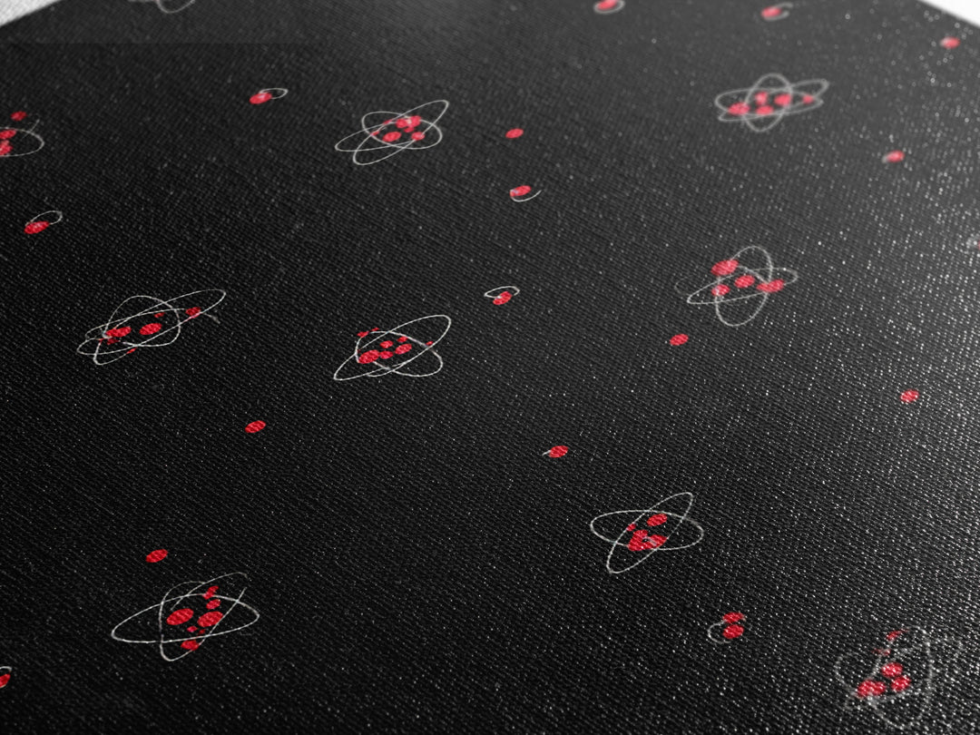 Tiny Red Atomic Dots On Black Canvas Print, Midcentury Modern Art, Retro Science Poster, Space Abstract Wall Decor, MCM Gift
