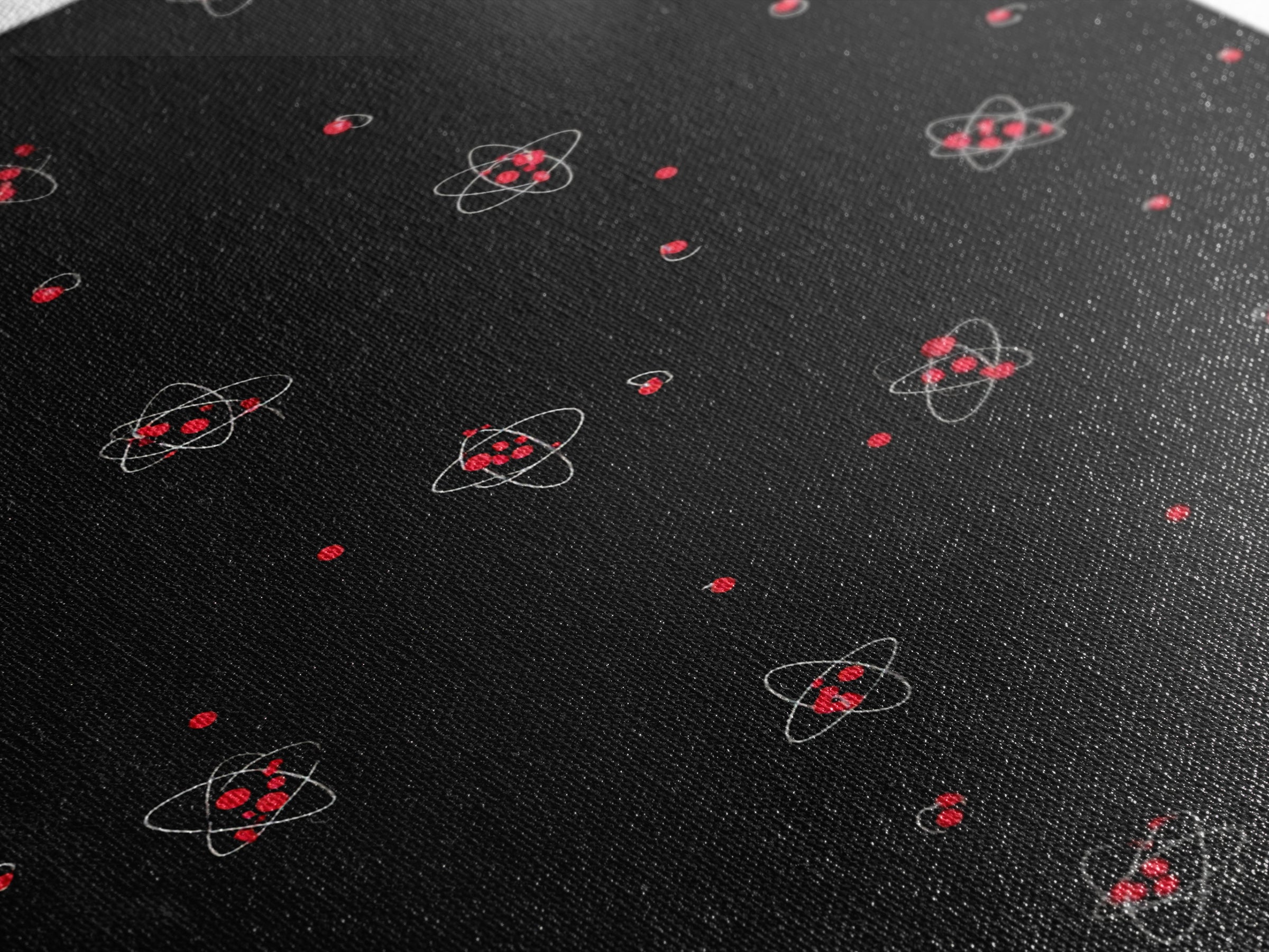 Tiny Red Atomic Dots On Black Canvas Print, Midcentury Modern Art, Retro Science Poster, Space Abstract Wall Decor, MCM Gift
