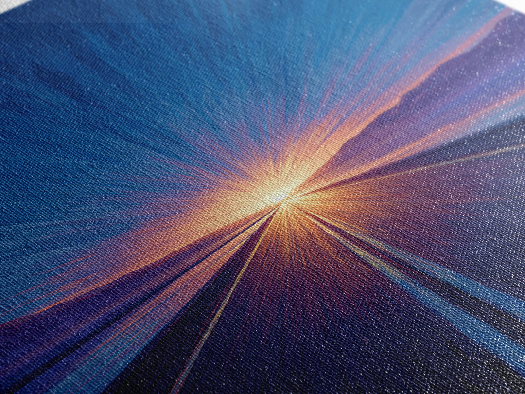Blue Lakeside Sunset Road Canvas Print, Modern Wall Art, Scenic Travel Poster, Large Abstract Art, Bedroom Home Decor Gift