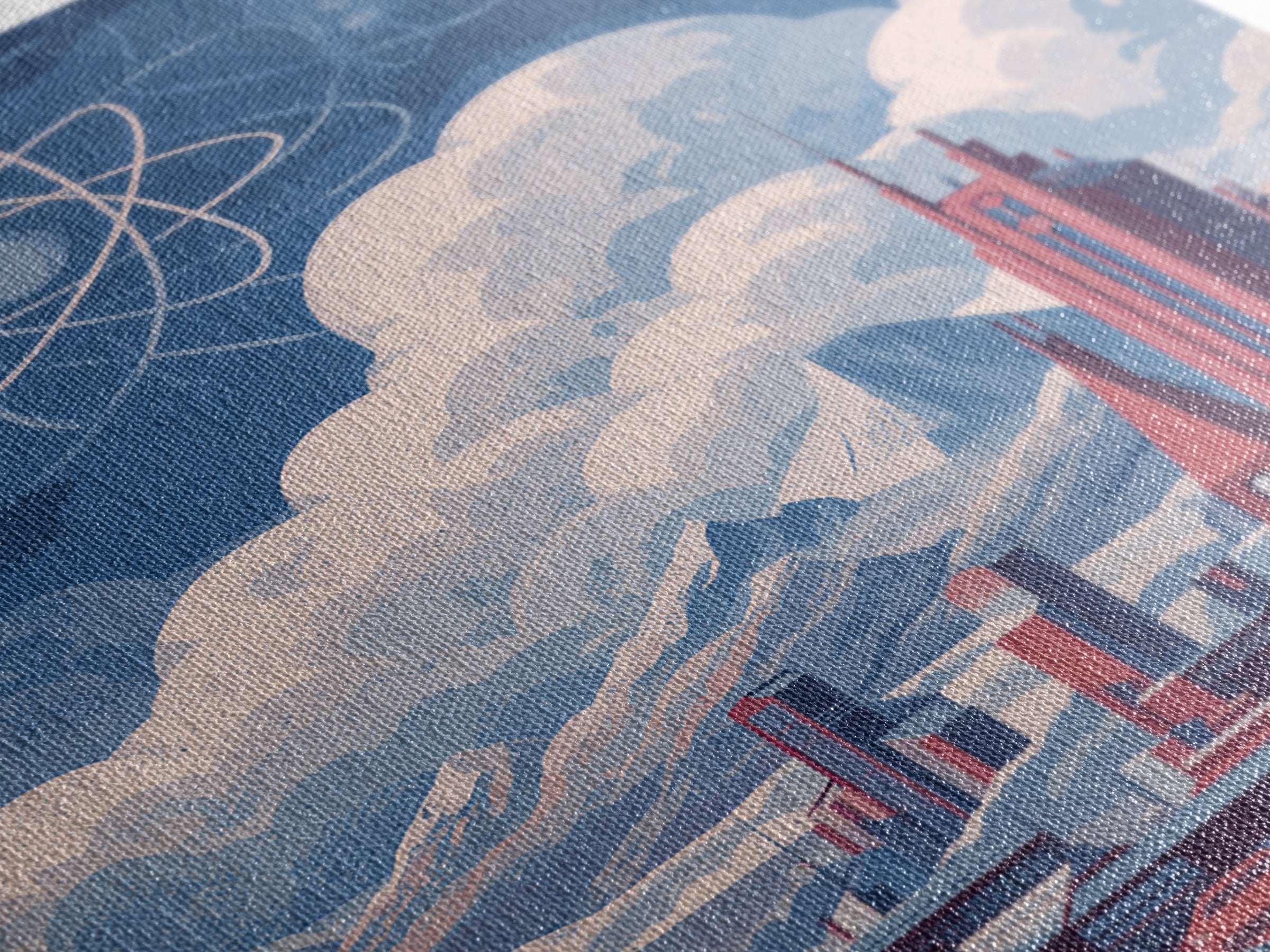 Atomic Futuristic City Under Clouds Wall Art, Retro Sci Fi Skyline, Midcentury Modern Art, Space Age Decor, MCM Poster Prints