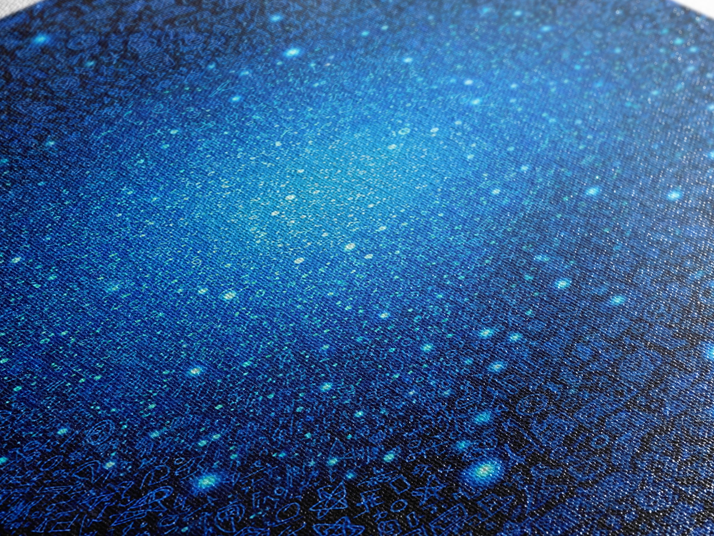 Blue Data Star Field And Cosmic Glyphs Canvas Print, Modern Abstract Wall Art, Futuristic Space Poster, Office Decor Gift
