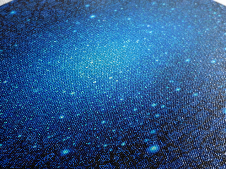 Blue Data Star Field And Cosmic Glyphs Canvas Print, Modern Abstract Wall Art, Futuristic Space Poster, Office Decor Gift