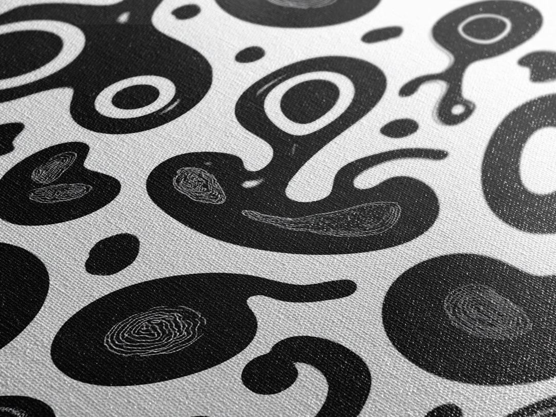 Black And White Amoeba Blob Wall Art, Modern Abstract Poster, Minimalist Retro Decor, Organic Shape Art Print For Home Decor