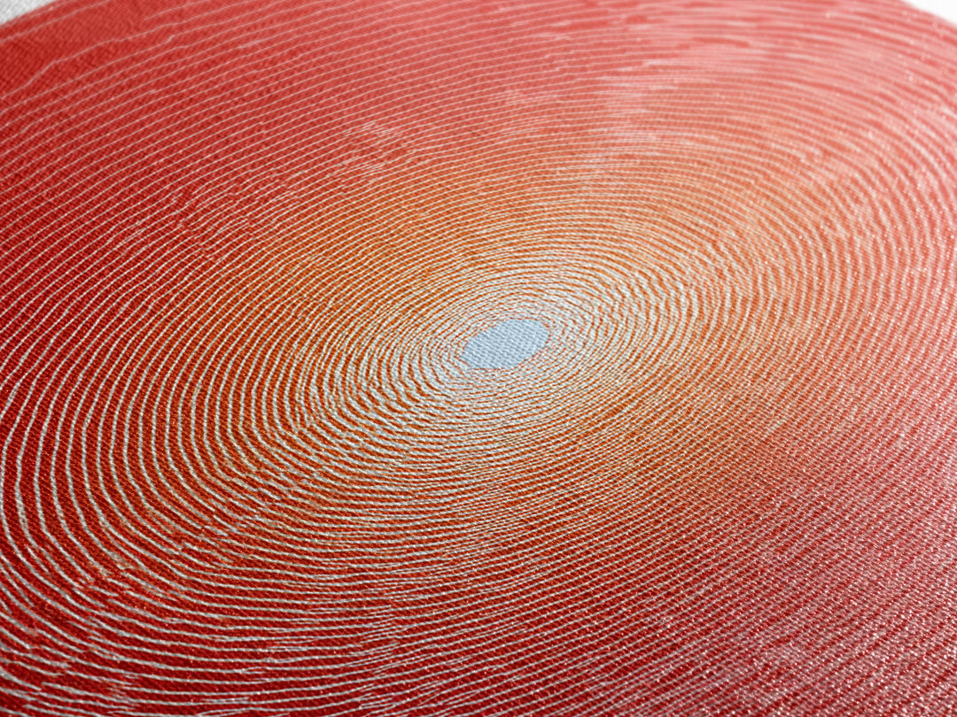 Radiant Red Concentric Sun Framed Canvas Print, Minimalist Wall Art, Modern Abstract Art, Retro Geometric Decor Poster Print