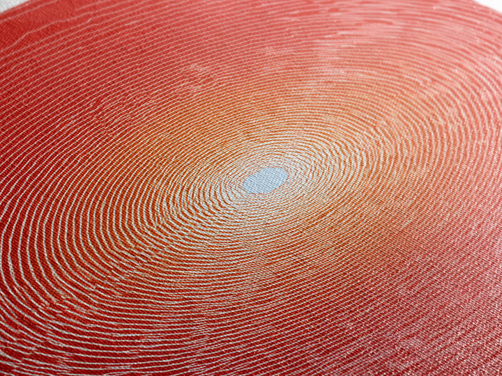Radiant Red Concentric Sun Framed Canvas Print, Minimalist Wall Art, Modern Abstract Art, Retro Geometric Decor Poster Print