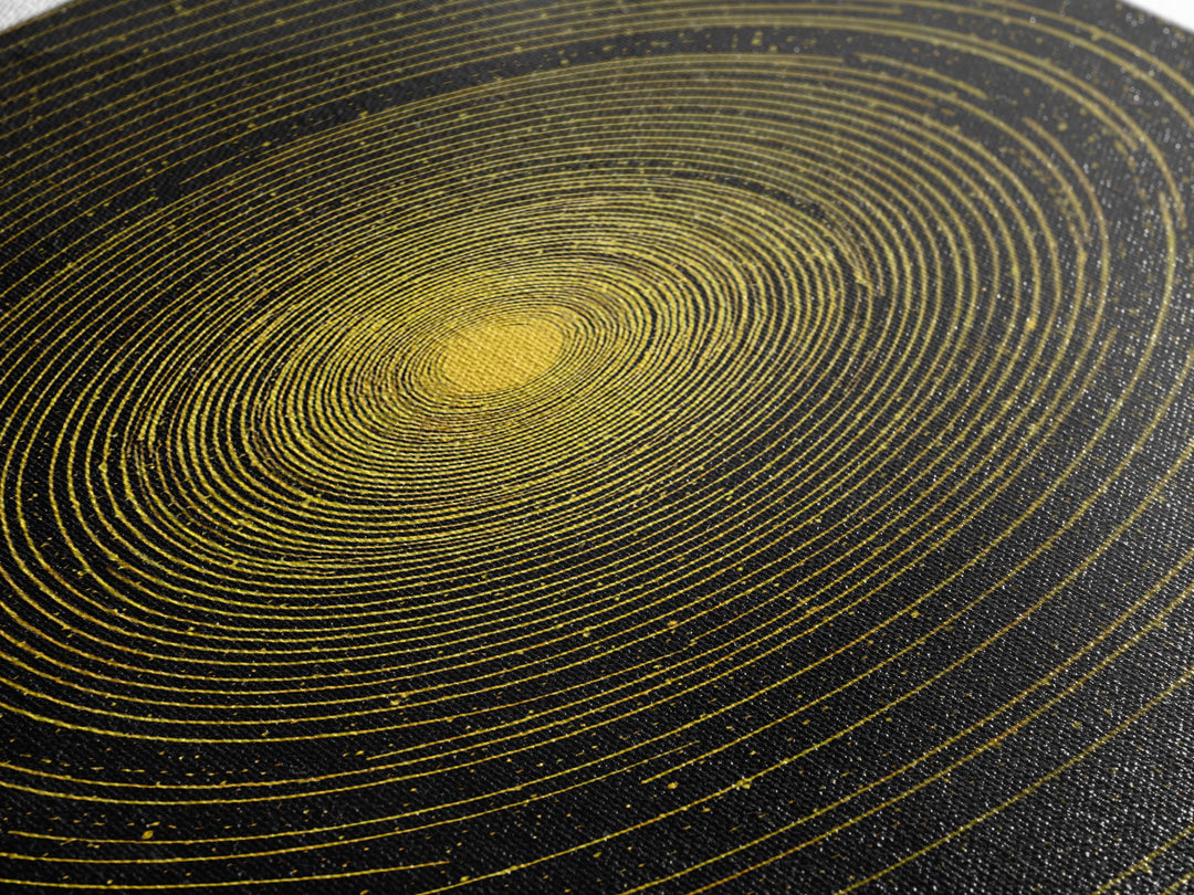 Golden Concentric Starfield Wall Art, Modern Abstract Art, Cosmic Retro Poster, Minimalist Geometric Decor Print For Office