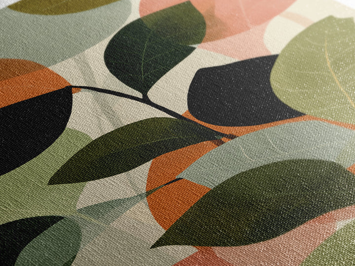 Soft Abstract Botanical Leaves Wall Art, Modern Midcentury Print, Sage Green Peach Decor, Minimalist Living Room Art Print