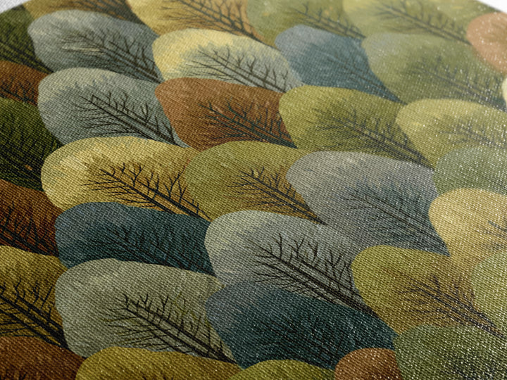 Layered Olive Forest Canopy Wall Art, Midcentury Tree Pattern Print, Nature Landscape Decor, Green Modern Wall Decor, Living Room Art