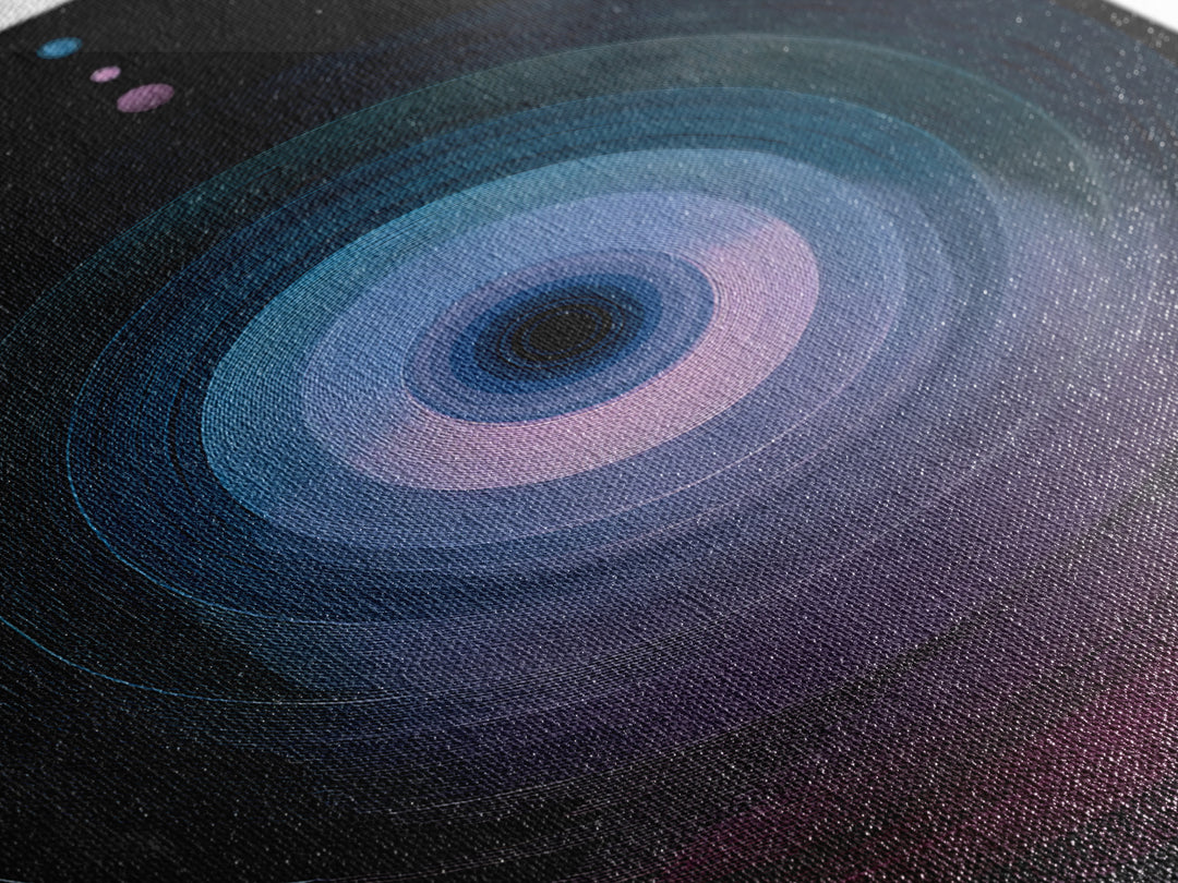 Cosmic Blue Orb Portal Canvas Print, Abstract Space Wall Art, Modern Digital Art Poster, Sci Fi Black Living Room Decor Print