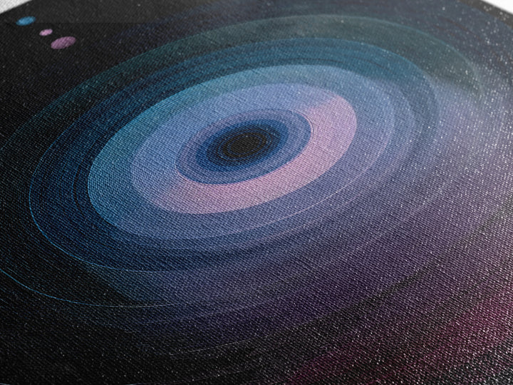 Cosmic Blue Orb Portal Canvas Print, Abstract Space Wall Art, Modern Digital Art Poster, Sci Fi Black Living Room Decor Print