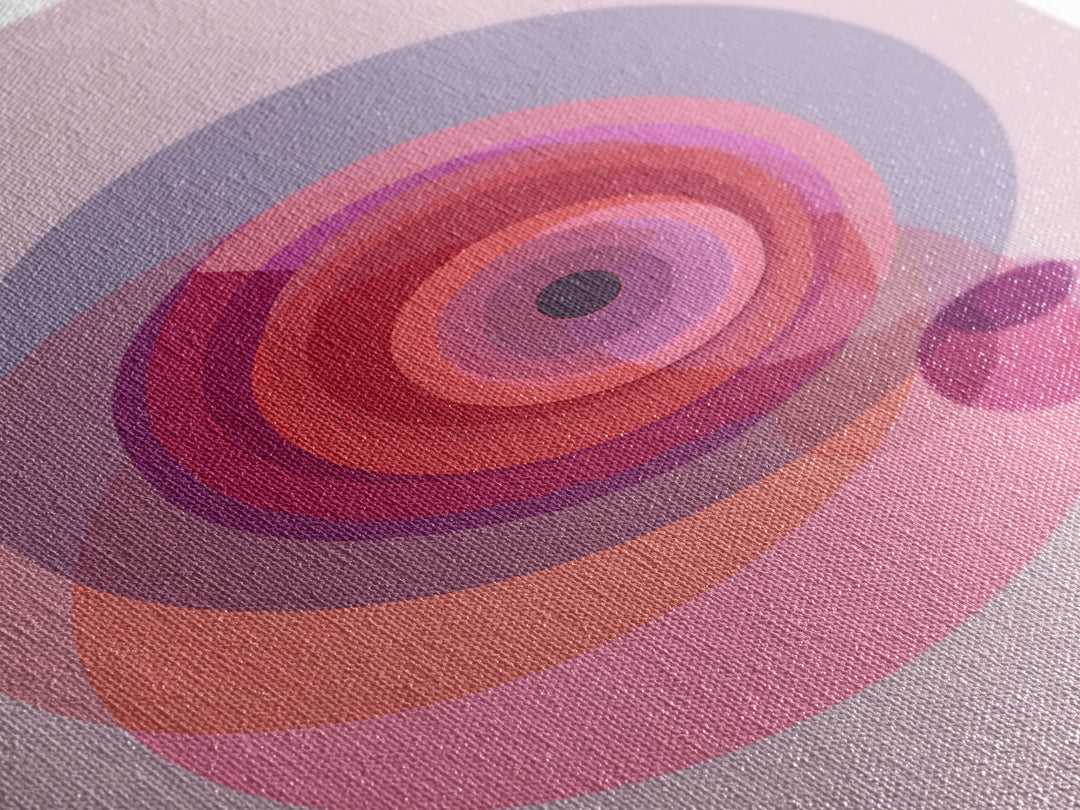Pink Concentric Circles Abstract Wall Art, Midcentury Modern Art Print, Geometric Wall Decor, Retro MCM Living Room Decor