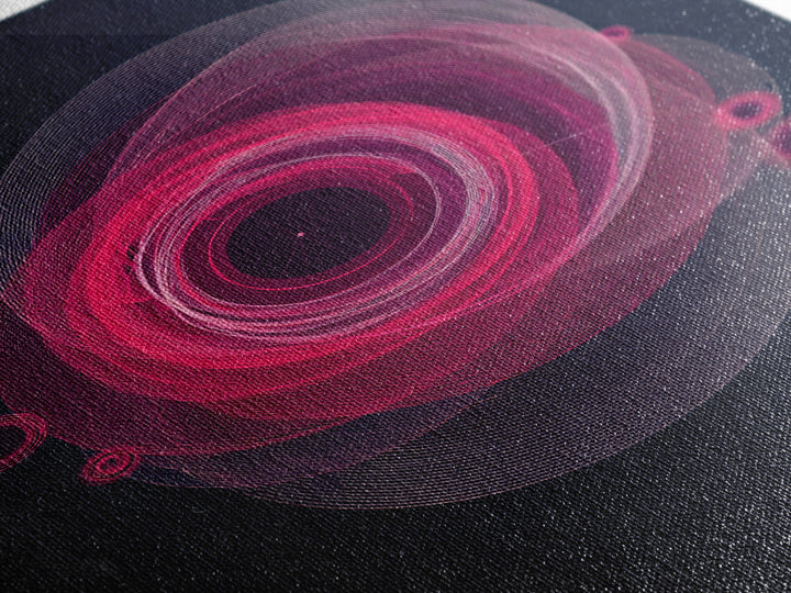 Magenta Spiral Wireframe Abstract Wall Art, Modern Geometric Art Print, Retro Futuristic Decor, Dark Blue MCM Gallery Poster