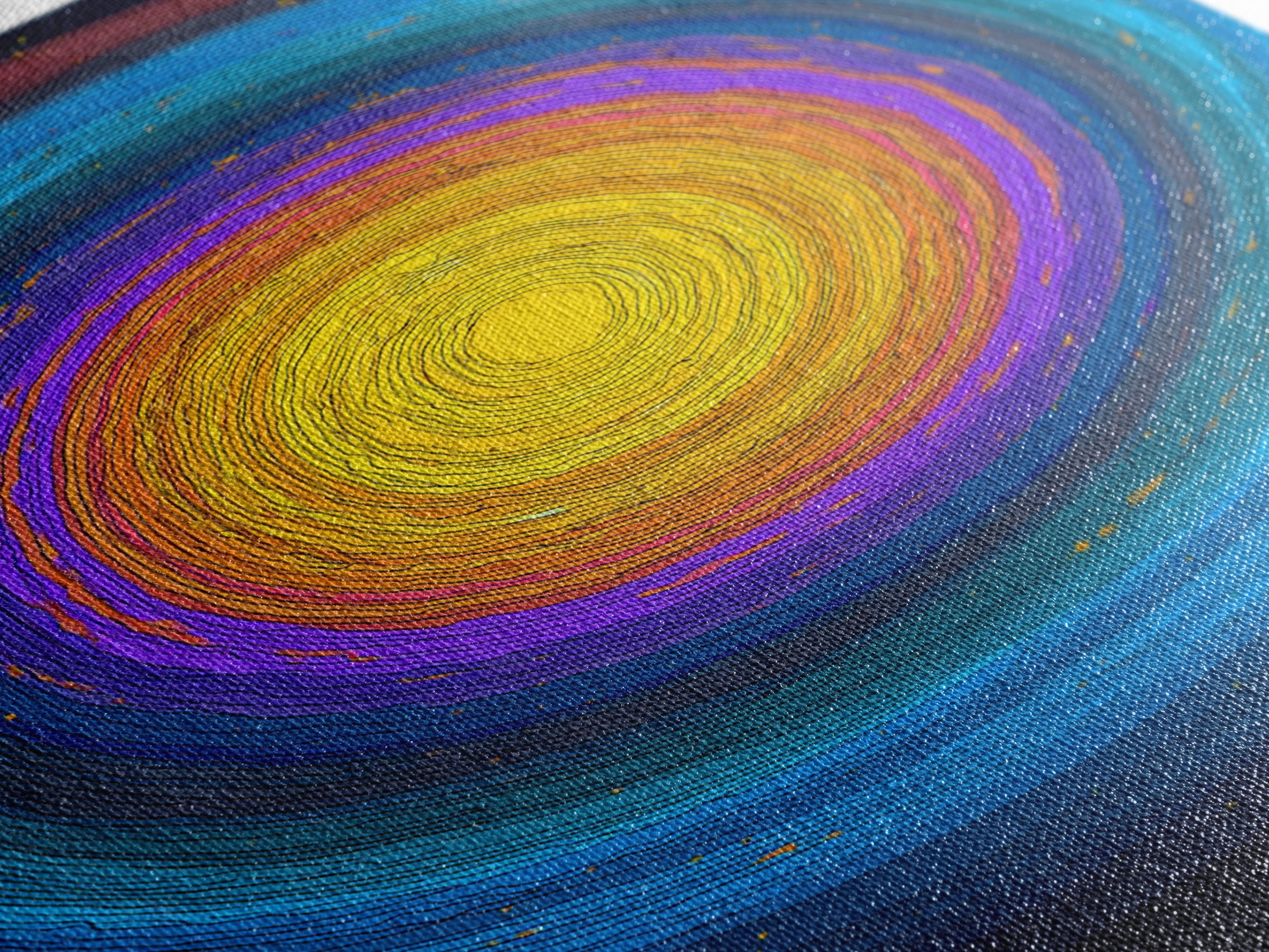 Vibrant Solar Rings Abstract Canvas Print, Midcentury Modern Wall Art, Colorful Geometric Poster, Cosmic Retro Home Decor