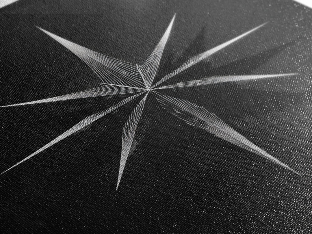 Black Silver Eight Point Starburst Wall Art, Midcentury Modern Art, Geometric Wall Decor, Minimalist Print, Office Decor