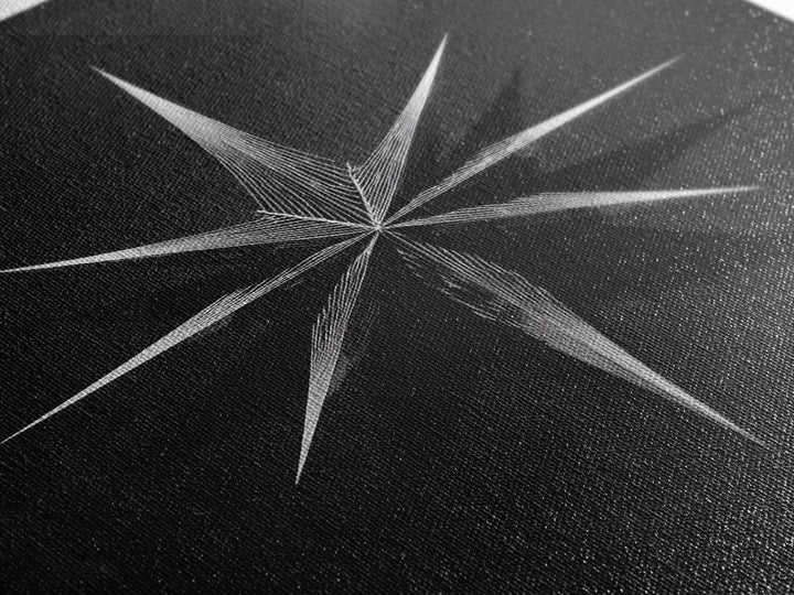 Black Silver Eight Point Starburst Wall Art, Midcentury Modern Art, Geometric Wall Decor, Minimalist Print, Office Decor