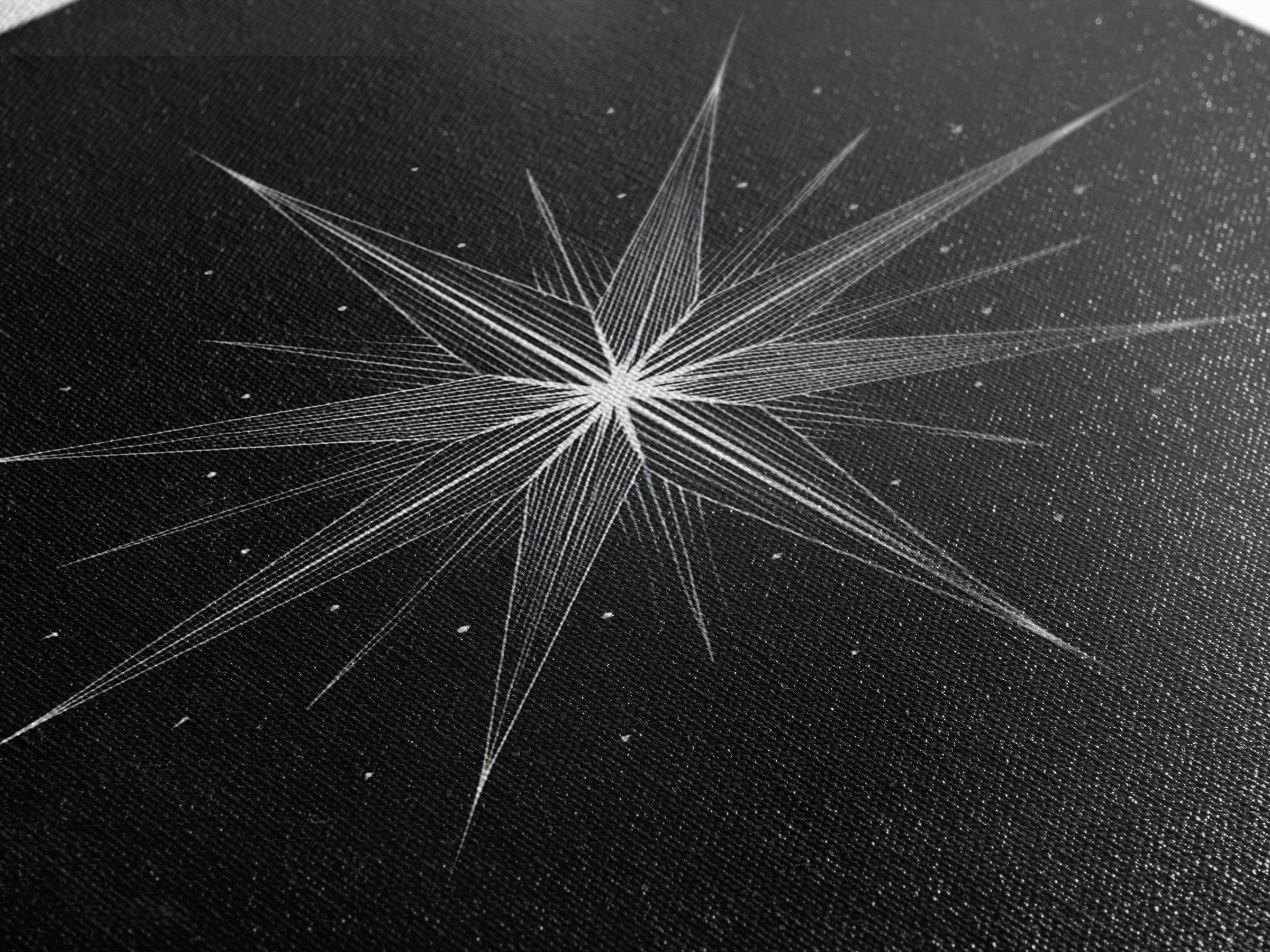 White Celestial Starburst Wall Art, Midcentury Modern Art, Black Wall Art, Geometric Art Print, Space Abstract Art, Modern Decor