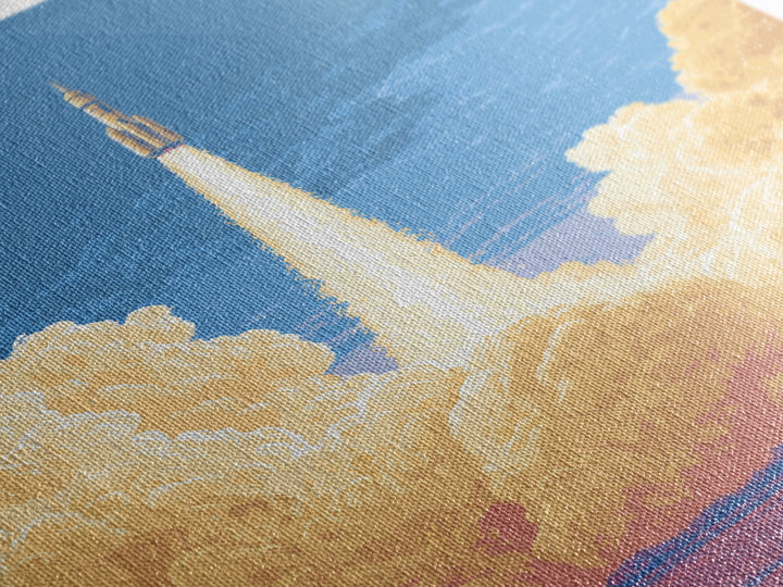 Rocket Launch Through Golden Clouds Wall Art, Retro Space Poster, Sci Fi Wall Decor, Modern Art Print For Office And Man Cave