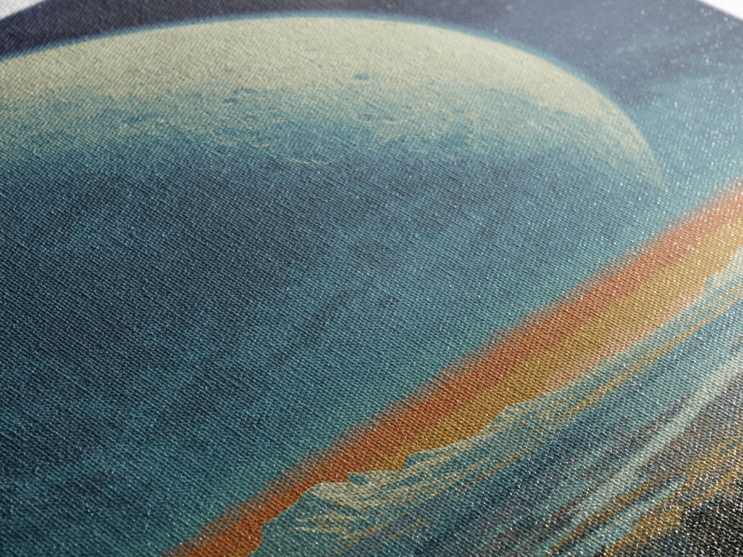 Vast Alien Planet Vista Wall Art, Retro Sci Fi Landscape Poster, Midcentury Modern Space Decor, Cosmic Explorer Print Artwork