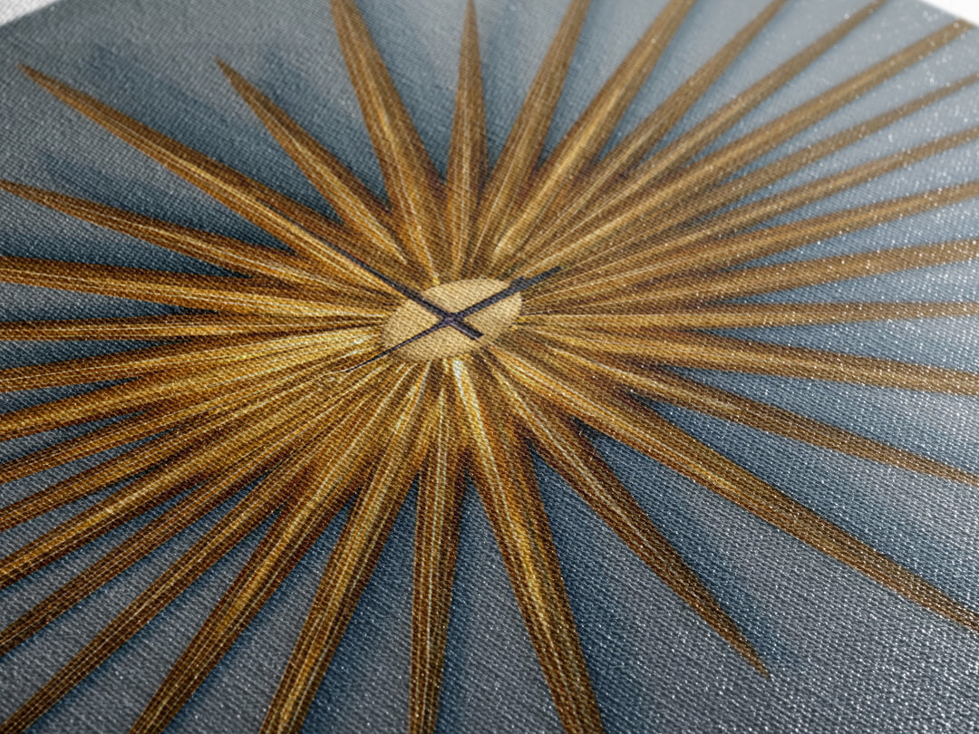Gold Atomic Sunburst Clock On Blue Wall Art, Mid Century Modern Decor, MCM Wall Art, Retro Wall Decor, Modern Home Art Print